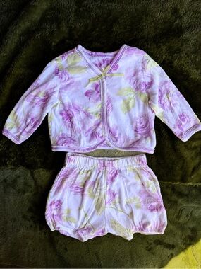 Baby Lulu Vintage sz 9 month Girl Floral Set Boutique Outfit Shirt Bubble Shorts